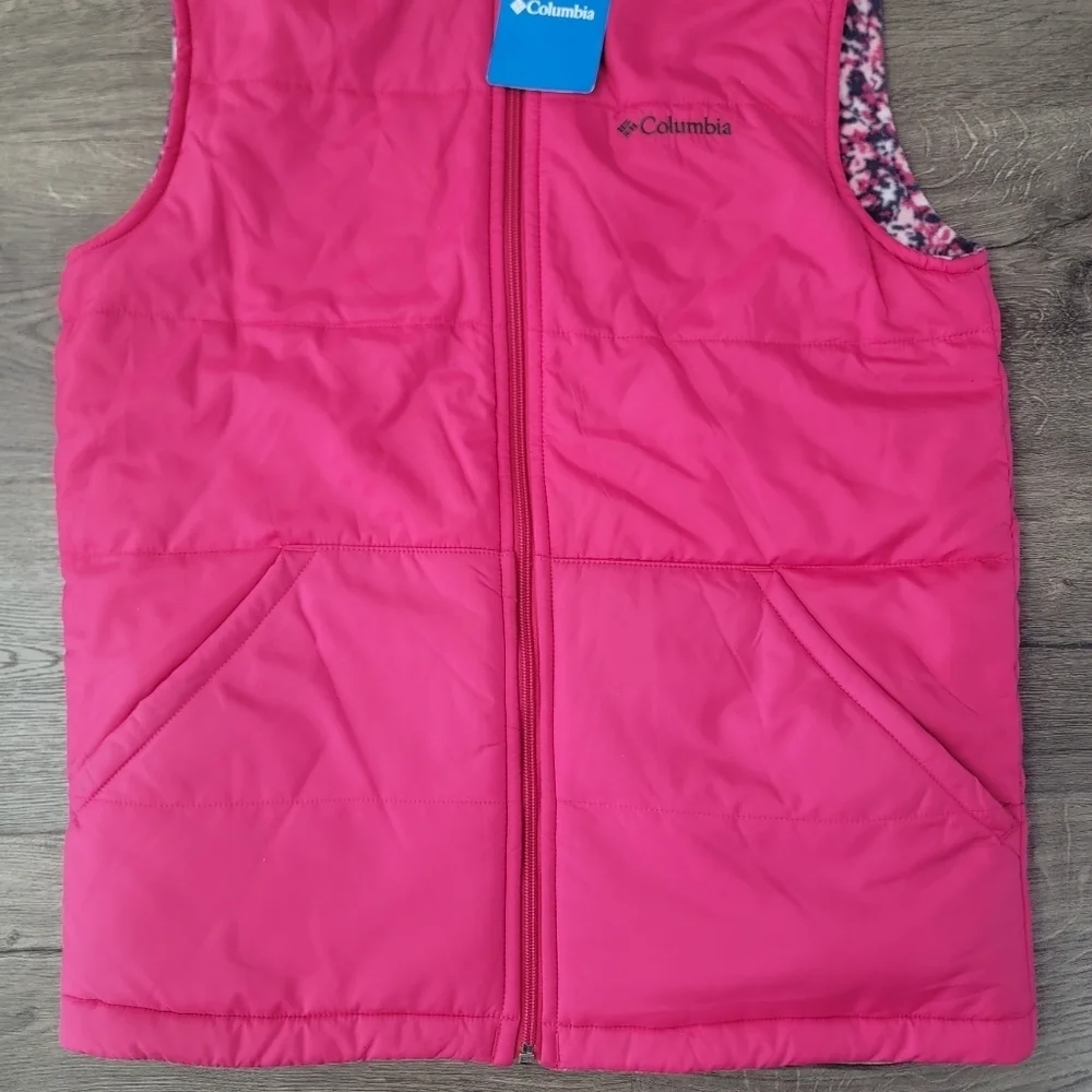 Columbia pink reversible vest size youth XL NWT